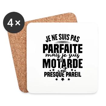 Je ne suis pas parfait mais je suis motard - Dessous de verre (lot de 4) - blanc - Devant