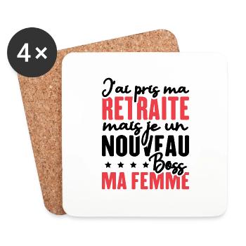 J'ai pris ma retraite - Dessous de verre (lot de 4) - blanc - Devant