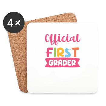 Official First Grader 1. Back to School - Coasters (set of 4) - white - Front