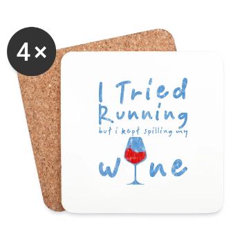 J’ai essayé de courir mais j’ai continué à renverser mon vin 3 - Dessous de verre (lot de 4) - blanc - Devant