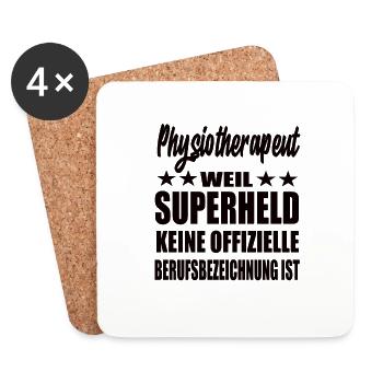 Physiotherapeut Superheld Spruch - Untersetzer (4er-Set) - Weiß - Vorne