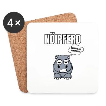Gelangweiltes Nilpferd / Nölpferd / Keinen Bock - Untersetzer (4er-Set) - Weiß - Vorne