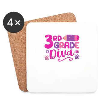 3. Klasse Diva Lustige Drittklässler Lehrer - Untersetzer (4er-Set) - Weiß - Vorne