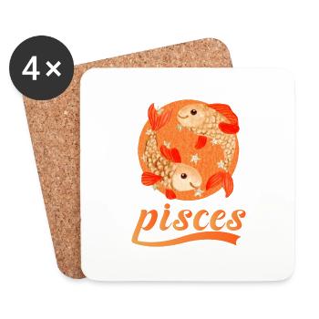 Sternzeichen Fische - Untersetzer (4er-Set) - Weiß - Vorne