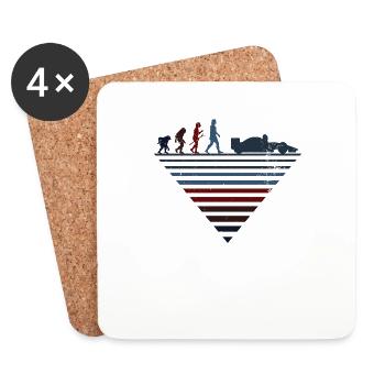 Human Evolution - Classic Car Racing - Coasters (set of 4) - white - Front