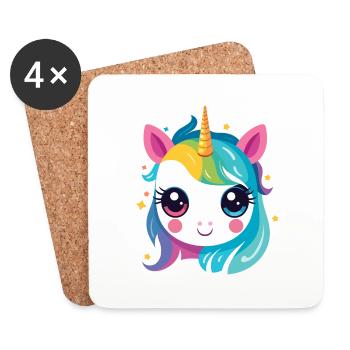 Une licorne arc-en-ciel - Dessous de verre (lot de 4) - blanc - Devant