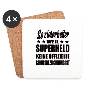 Sozialarbeiter Superheld Spruch - Untersetzer (4er-Set) - Weiß - Vorne