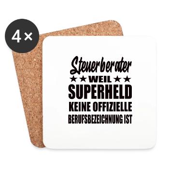 Steuerberater Superheld Spruch - Untersetzer (4er-Set) - Weiß - Vorne