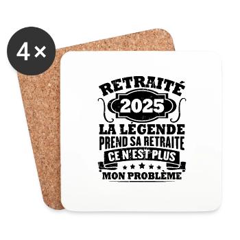 Humour Cadeau Retraité 2025, Retraité En 2025 - Dessous de verre (lot de 4) - blanc - Devant