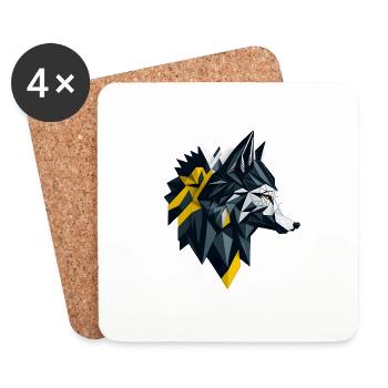 Geometric Wolf Head - Coasters (set of 4) - white - Front