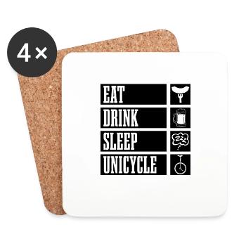 Manger Boire Dormir Unicycle Une Roue Unicycliste - Dessous de verre (lot de 4) - blanc - Devant