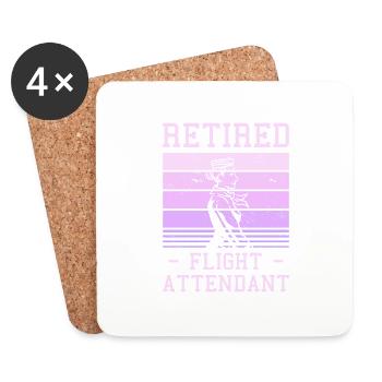 Retired Flight Attendant Aviation Retirement - Coasters (set of 4) - white - Front