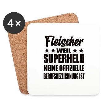 Fleischer Superheld Spruch - Untersetzer (4er-Set) - Weiß - Vorne
