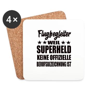 Flugbegleiter Superheld Spruch - Untersetzer (4er-Set) - Weiß - Vorne