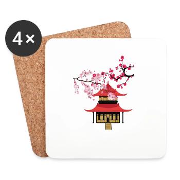 Japanische Kirschblüte - Untersetzer (4er-Set) - Weiß - Vorne