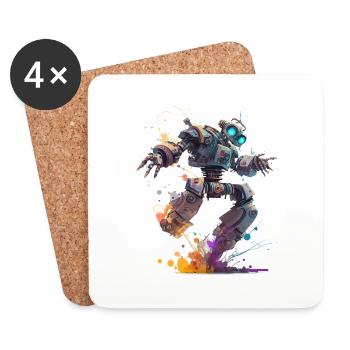 Fantasy robot in a funky art style - Coasters (set of 4) - white - Front