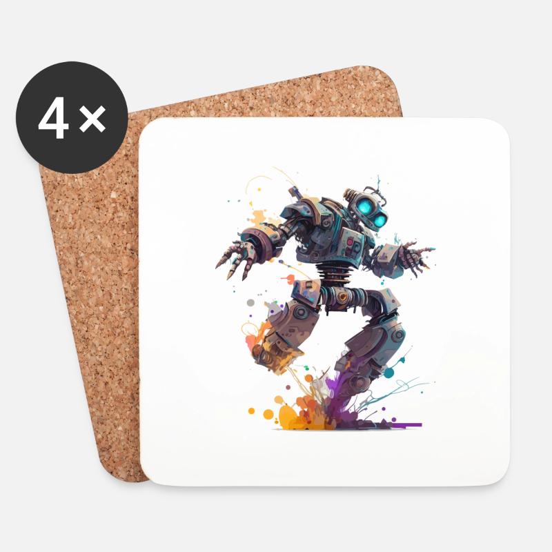 Fantasie Roboter in einem Funky Art Style - Untersetzer (4er-Set) - Weiß