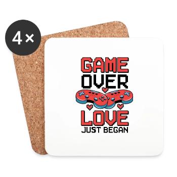 Valentinstag Gamer Spielende Videospiel-Paare - Untersetzer (4er-Set) - Weiß - Vorne