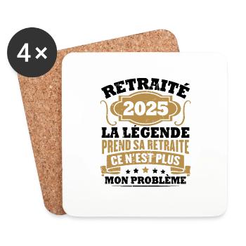 Humour Cadeau Retraité 2025, Retraité En 2025 - Dessous de verre (lot de 4) - blanc - Devant