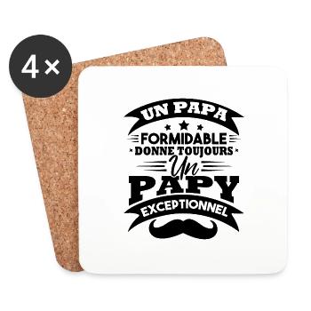 Papa formidable donne toujours papy exceptionnel - Dessous de verre (lot de 4) - blanc - Devant