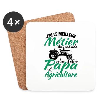Papa et agriculture - Dessous de verre (lot de 4) - blanc - Devant