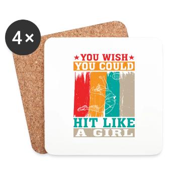 You Wish You Could Hit Like A Girl - Untersetzer (4er-Set) - Weiß - Vorne