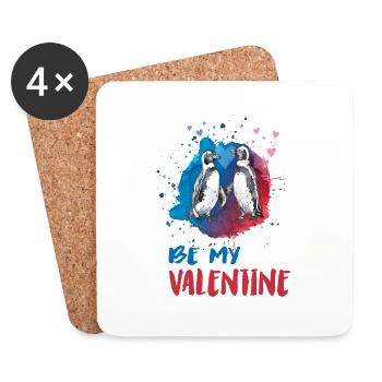 Soyez mes pingouins de la Saint-Valentin - Dessous de verre (lot de 4) - blanc - Devant