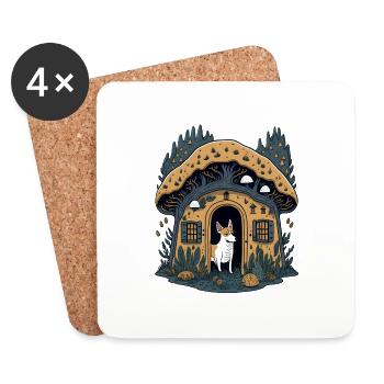 Cottagecore Corgi - Untersetzer (4er-Set) - Weiß - Vorne