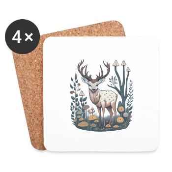 Cerf Mushroom Cottagecore - Dessous de verre (lot de 4) - blanc - Devant