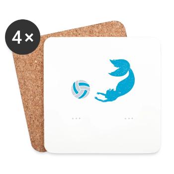 Water polo player mermaids in battle Funnier - Coasters (set of 4) - white - Front
