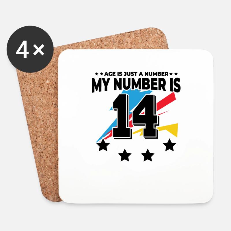 Alter Ist Nur Zahl - 14. Geburtstag - Untersetzer (4er-Set) - Weiß