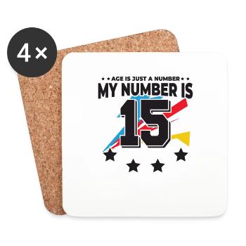 L’âge n’est qu’un chiffre – 15e anniversaire - Dessous de verre (lot de 4) - blanc - Devant