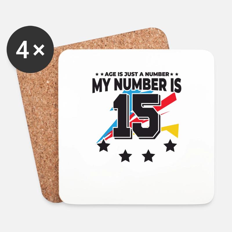 Alter Ist Nur Eine Zahl – 15. Geburtstag - Untersetzer (4er-Set) - Weiß