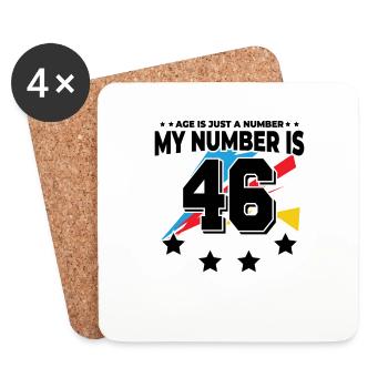 L’âge n’est qu’un chiffre - 46e anniversaire - Dessous de verre (lot de 4) - blanc - Devant