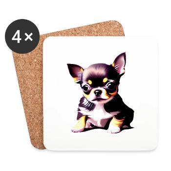 Chihuahua Chippy Dog Propriétaire Chiens Chihuahua Dog - Dessous de verre (lot de 4) - blanc - Devant