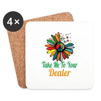 Hippie Peace Sign Peace Flowers Flower Child - Dessous de verre (lot de 4) - blanc - Devant