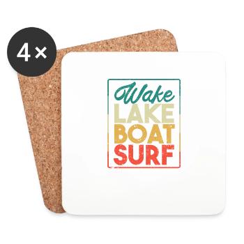 Wake Lake Boat Surf Funny Wakesurf Board Surfen - Untersetzer (4er-Set) - Weiß - Vorne
