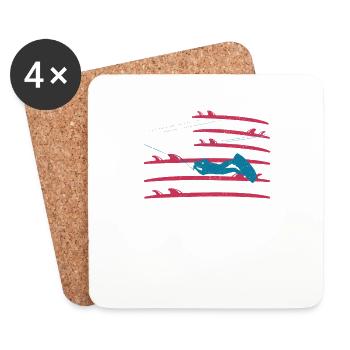 Vintage Surfboard USA Flag Surfing Wake Surf - Coasters (set of 4) - white - Front
