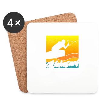 Wakesurf Rétro Wakesurf Vintage Lake Ocean River - Dessous de verre (lot de 4) - blanc - Devant