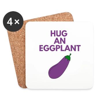 HUG AN EGGPLANT - Coasters (set of 4) - white - Front