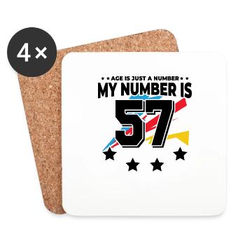 Alter Ist Nur Zahl - 57. Geburtstag - Untersetzer (4er-Set) - Weiß - Vorne