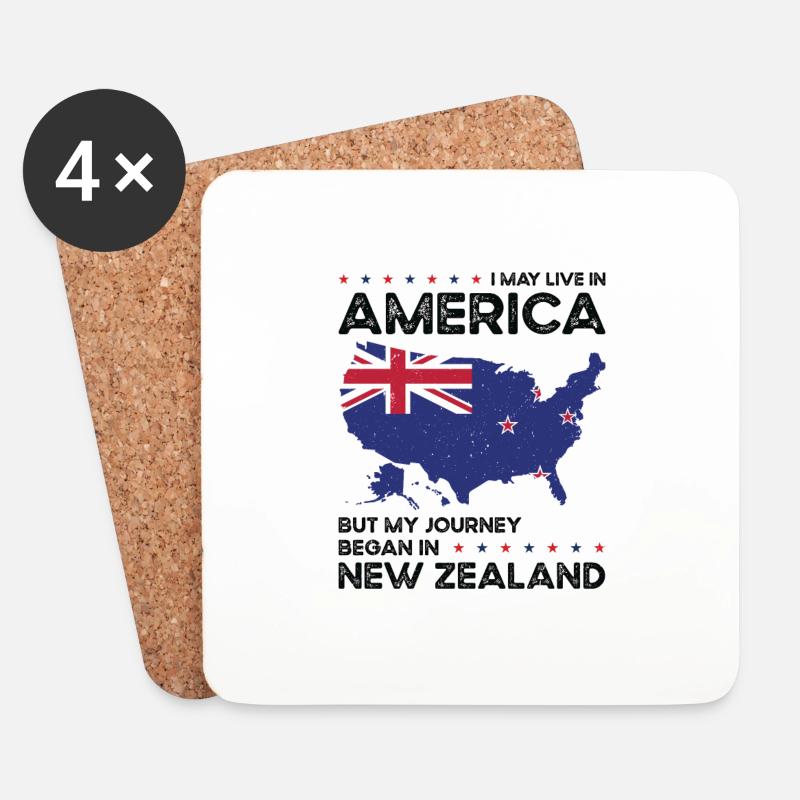Geborener Neuseeländer Neuseeländer Amerikaner - Untersetzer (4er-Set) - Weiß