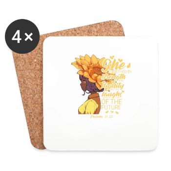 Verset de la Bible chrétienne Tournesol Livre des Proverbes - Dessous de verre (lot de 4) - blanc - Devant