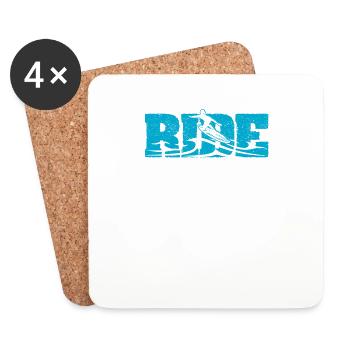 Ride Wakesurf Surfing Surfer Wake Surf Water Wake - Dessous de verre (lot de 4) - blanc - Devant