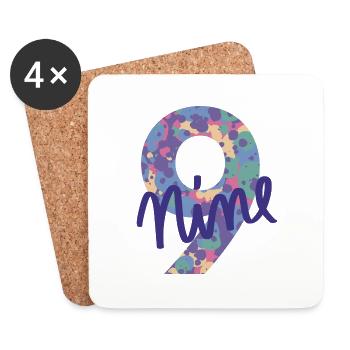 Zahl / 9 / Neun / Geburtstag / Neunter / Nummer - Untersetzer (4er-Set) - Weiß - Vorne