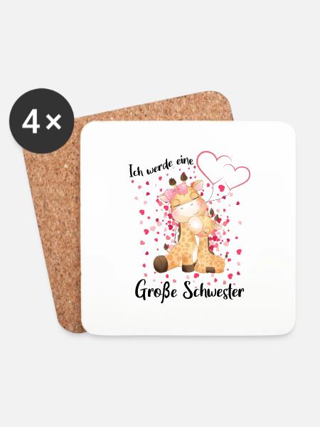 Ich Werde Eine Große Schwester 2025 - Untersetzer (4er-Set) - Weiß