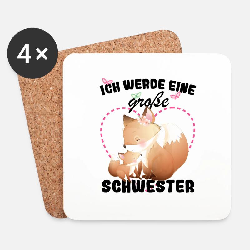 Ich Werde Eine Große Schwester 2025 - Untersetzer (4er-Set) - Weiß