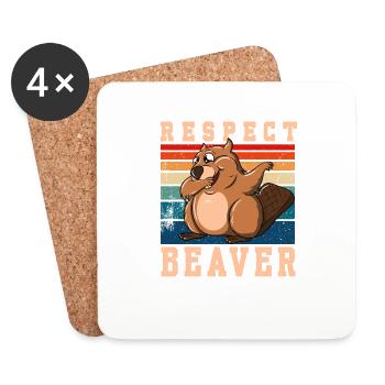 Respect Beaver - Untersetzer (4er-Set) - Weiß - Vorne