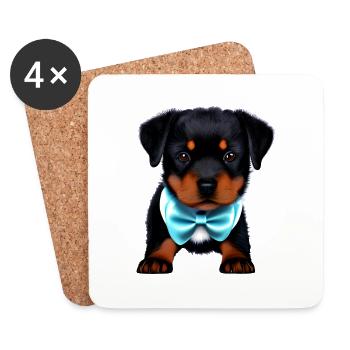 Hundewelpe Rottweiler Hund Rottweilerwelpe Hunde - Untersetzer (4er-Set) - Weiß - Vorne