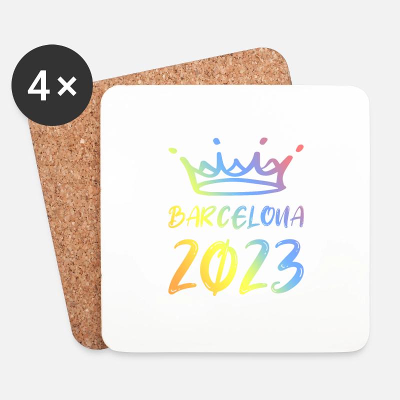 Barcelona 2023 - Untersetzer (4er-Set) - Weiß